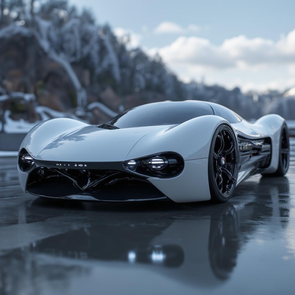 Futuristic Luxury Car with Autonomous Driving Features