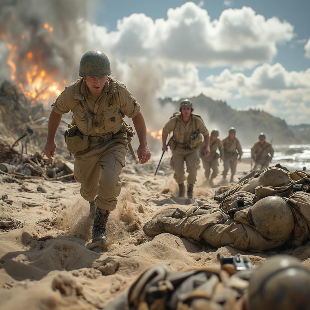 Australian soldiers landing on the beach in Gallipoli, a best WW1 film.