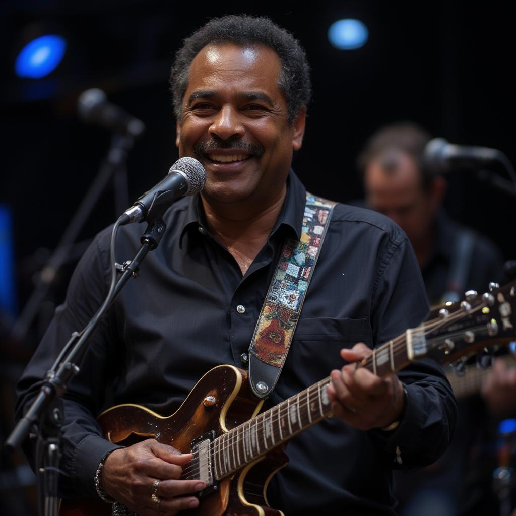 George Benson performing jazz on his guitar