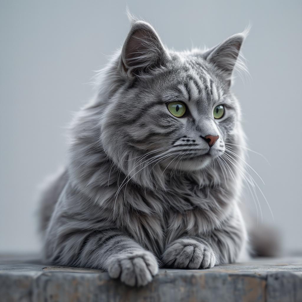 grey cat sitting peacefully