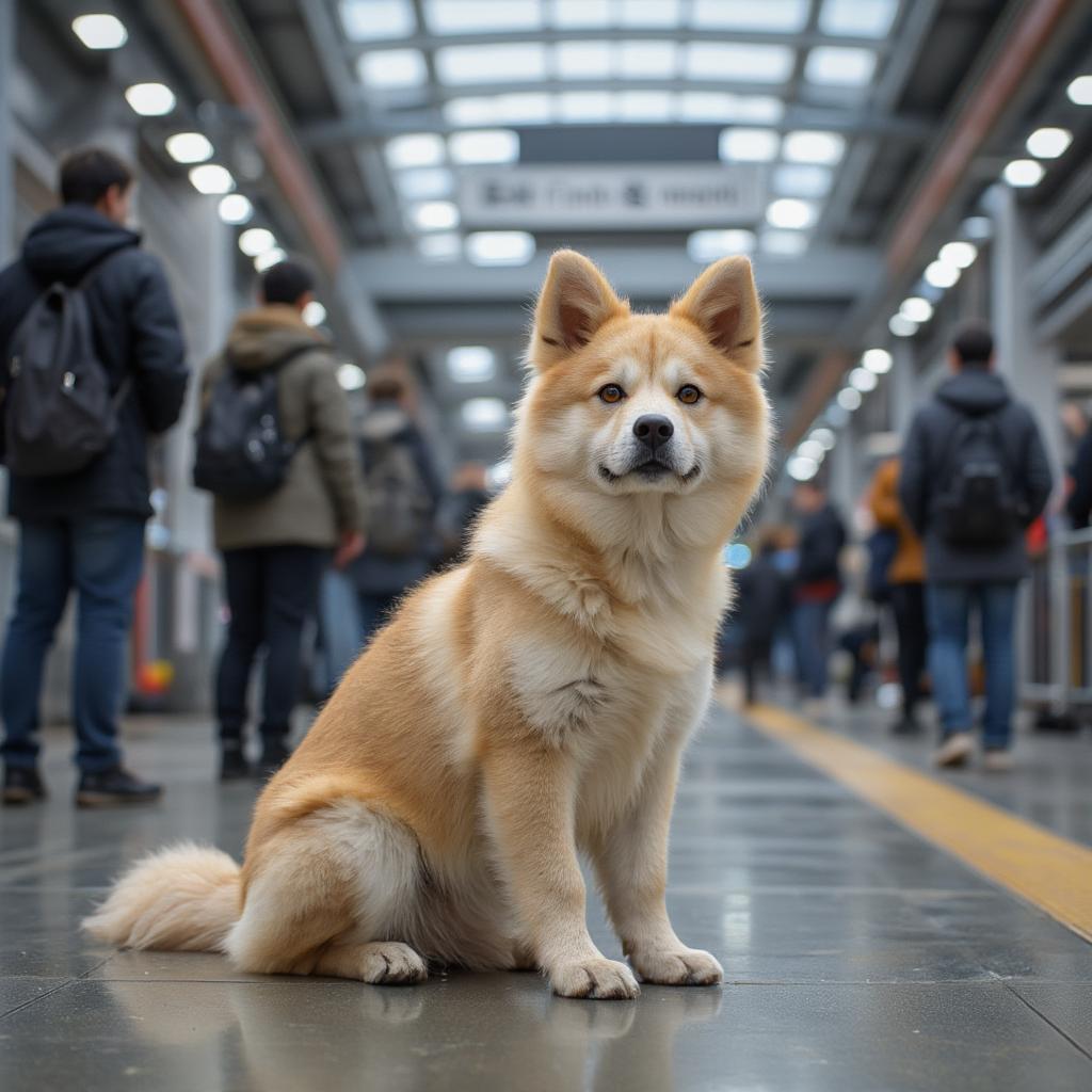 hachi waiting at train station