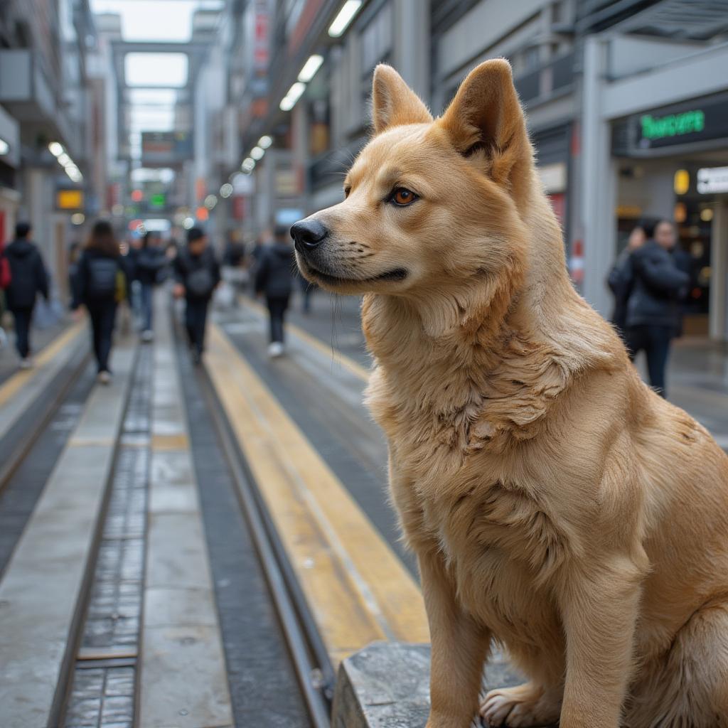 hachiko waiting faithfully at train station