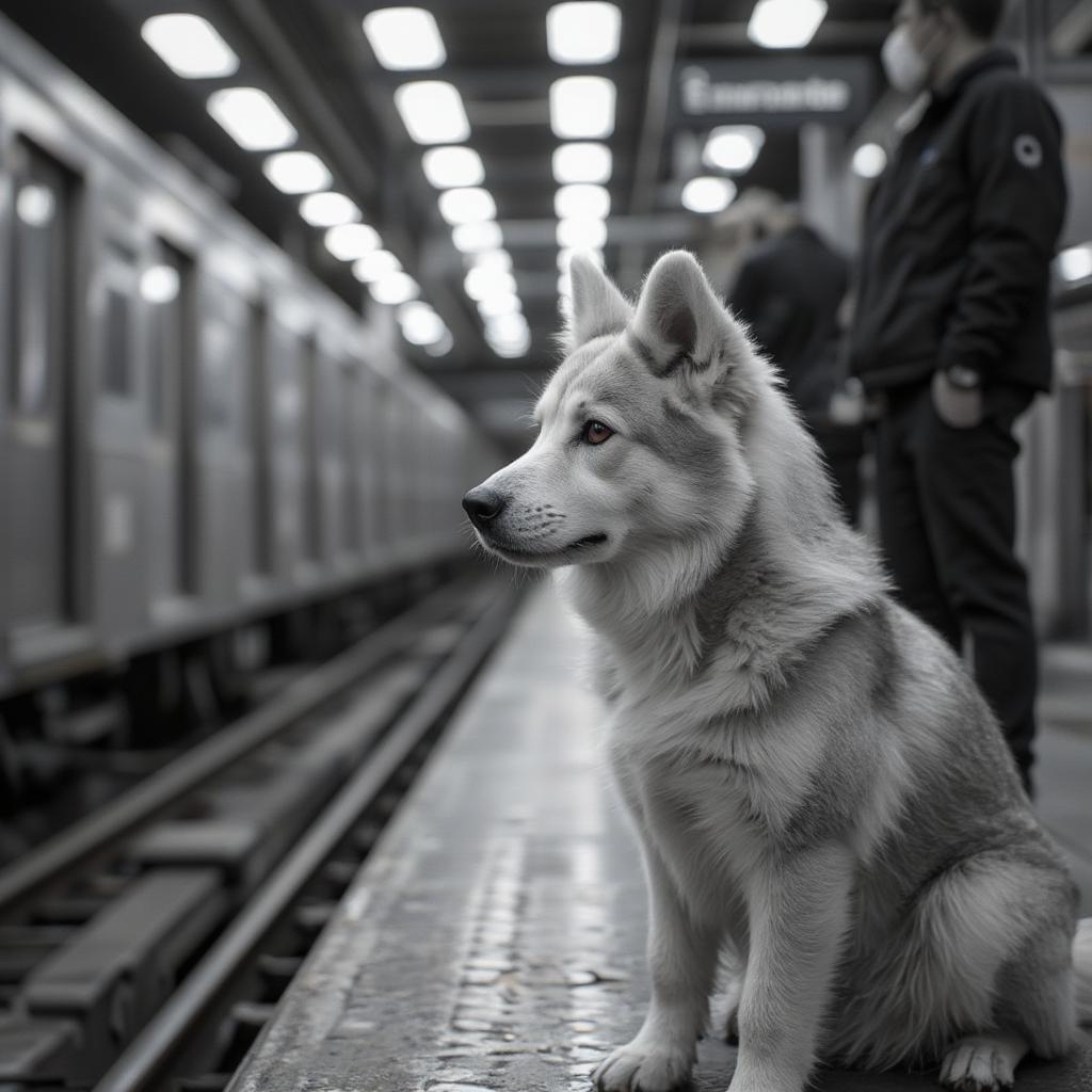 hachiko waits patiently at the train station