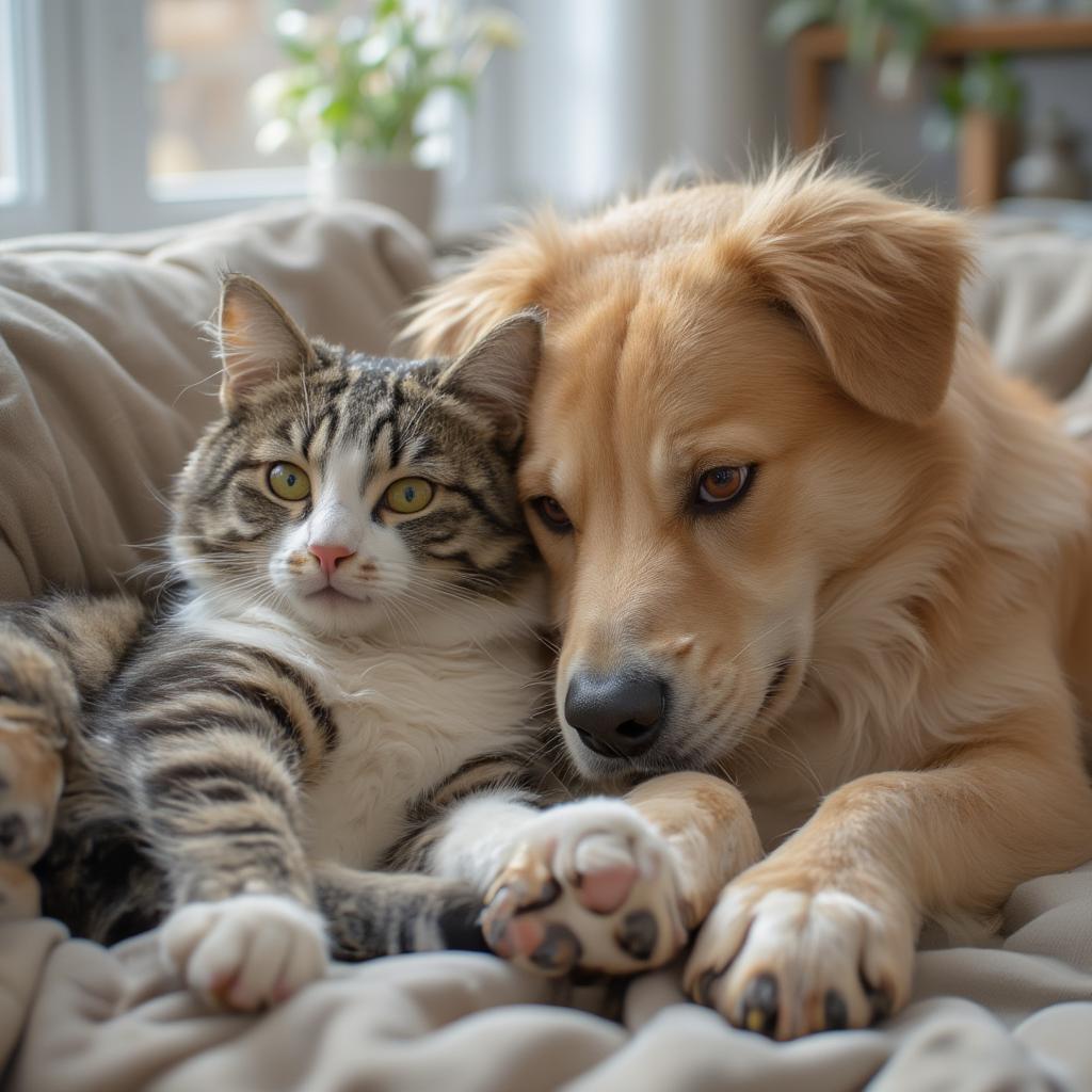 Cat and Dog Coexisting Peacefully