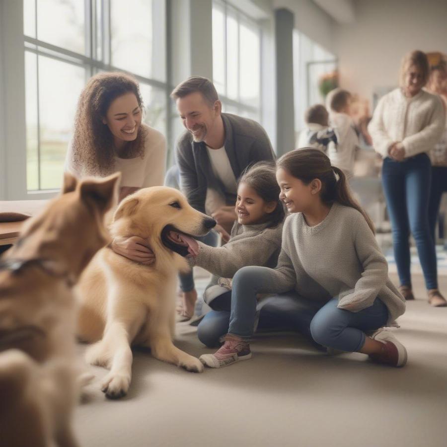 Happy Family Adopting a Shelter Dog