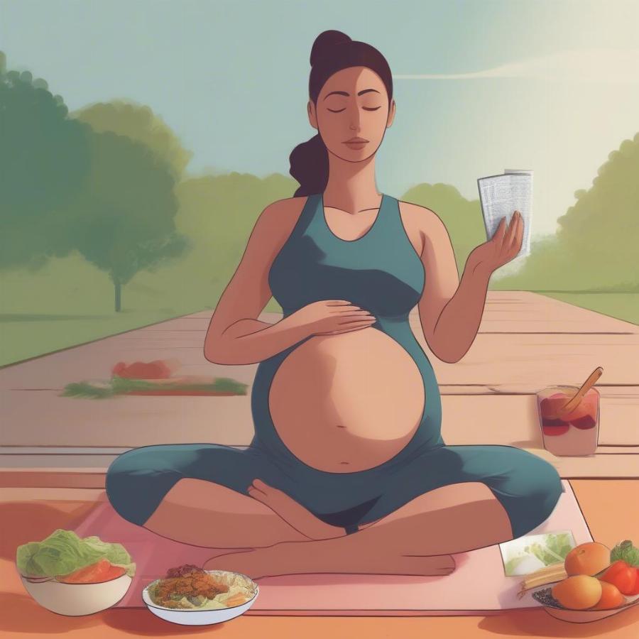 Pregnant woman embracing a healthy lifestyle.