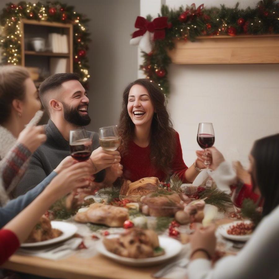 Couple Enjoying Festive Holiday Dinner