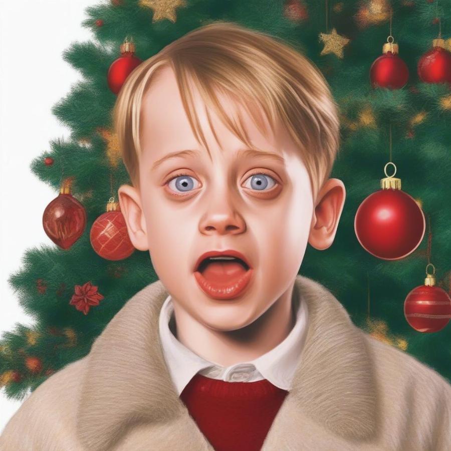 Macaulay Culkin as Kevin McCallister in Home Alone During Christmas