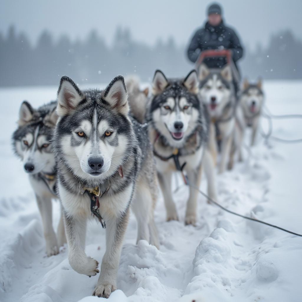 Husky Team Battling Blizzard During Serum Run