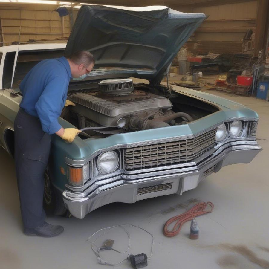 Inspecting a Classic Car's Engine and Body