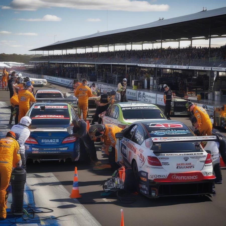 V8 Supercars Pit Lane Activity at Ipswich Raceway