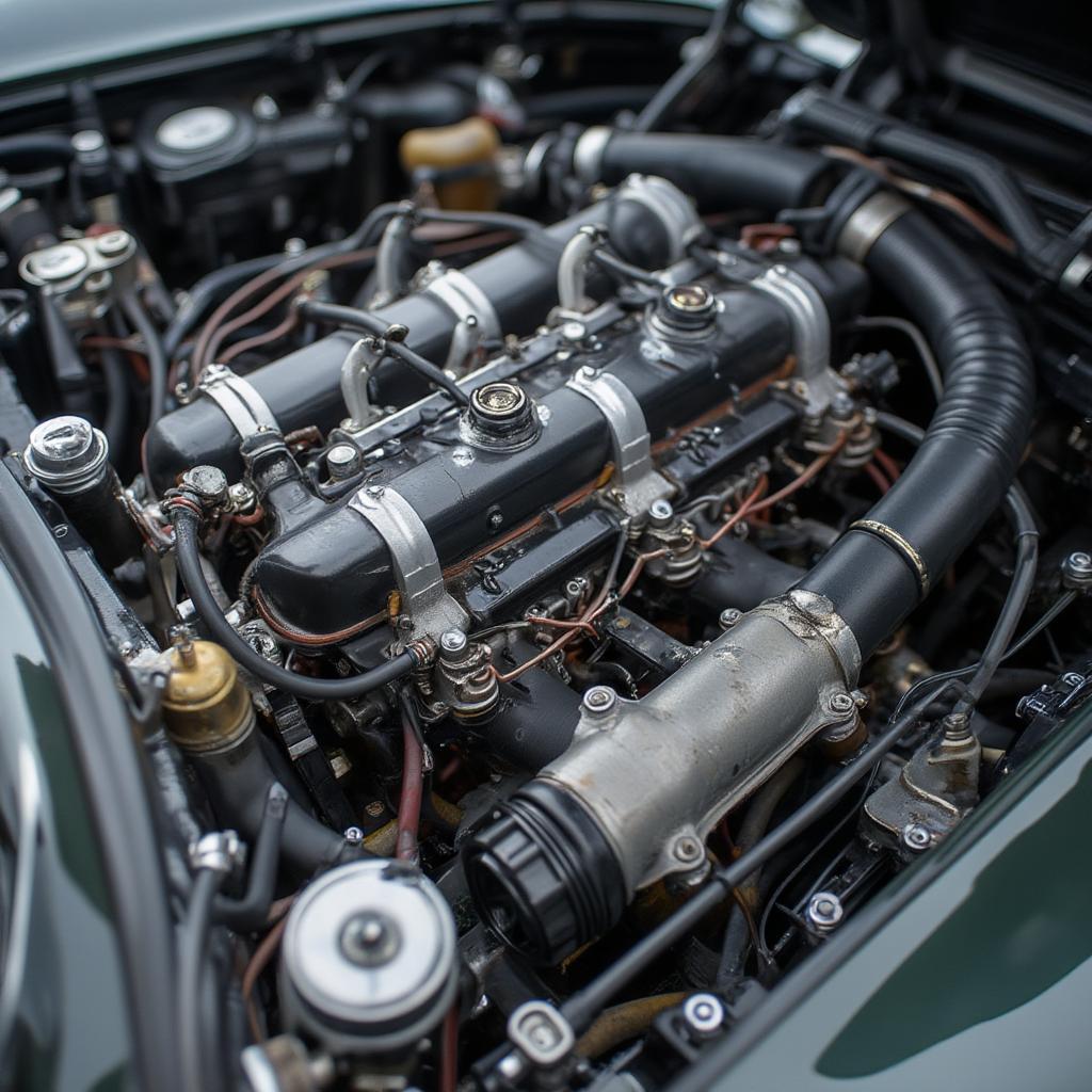 Jaguar E-Type Engine Bay Close-Up