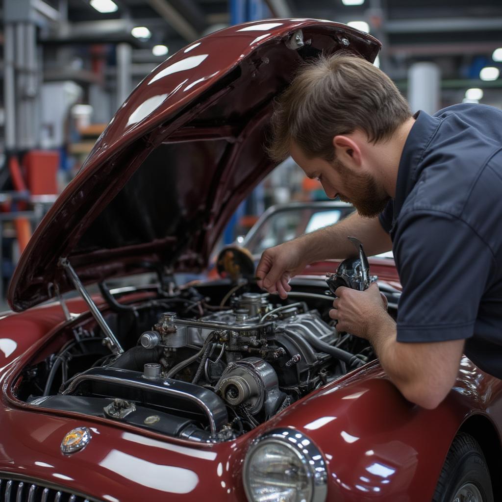 Inspecting the Engine Bay of a Jaguar XK120