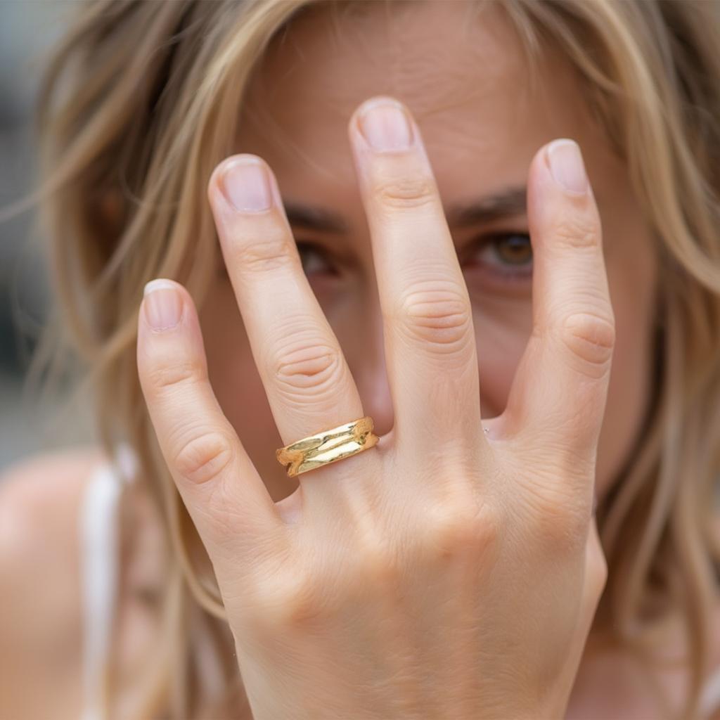 jennifer aniston gold band ring simple design