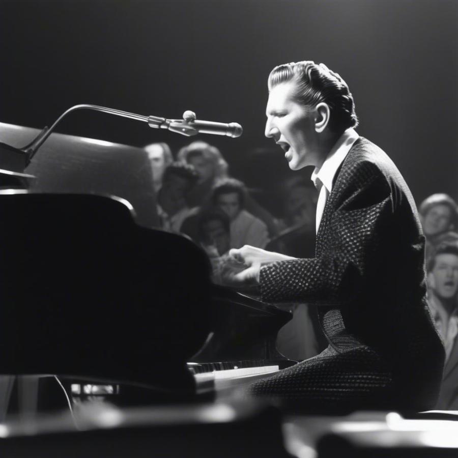 Jerry Lee Lewis performing Long Tall Sally on stage