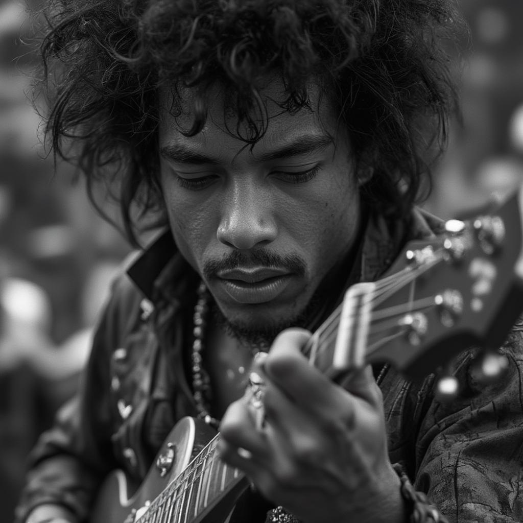 jimi hendrix performing a guitar