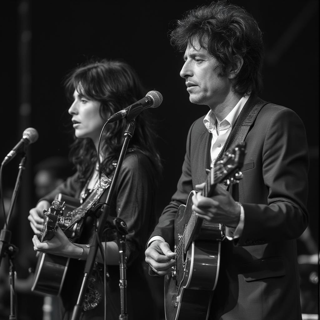 joan baez bob dylan performing folk music early in their career