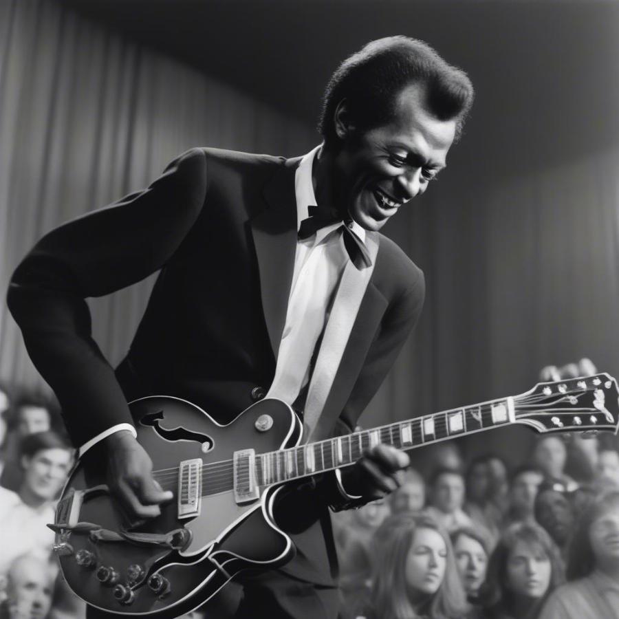 Chuck Berry performing Johnny B. Goode live in the 1950s