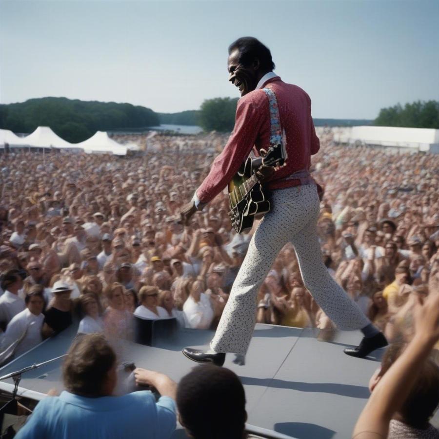 Chuck Berry's iconic performance of Johnny B. Goode at the Newport Jazz Festival