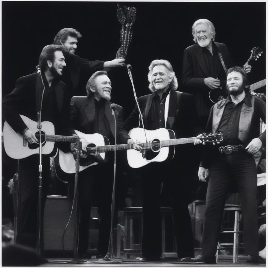 Johnny Cash Performing with The Highwaymen in the 1980s