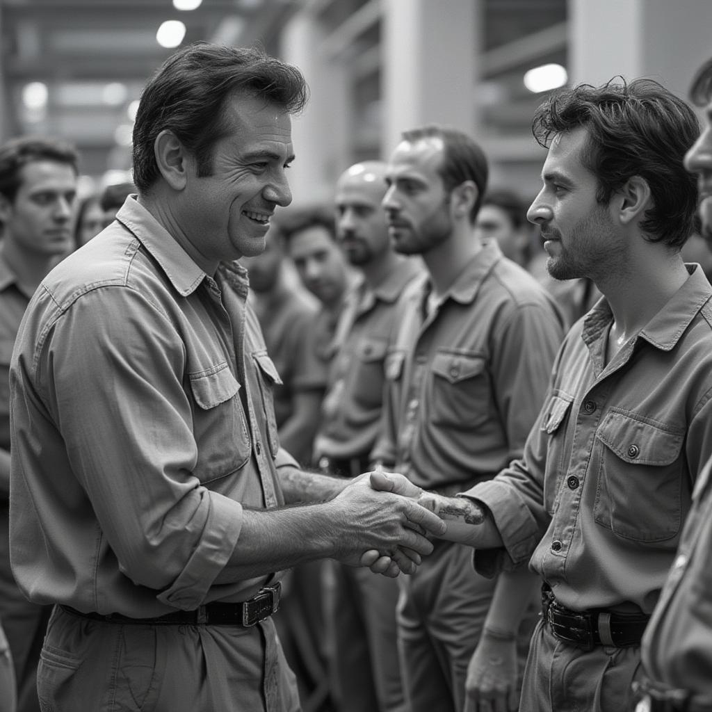 Johnny Cash interacting with inmates at Folsom Prison