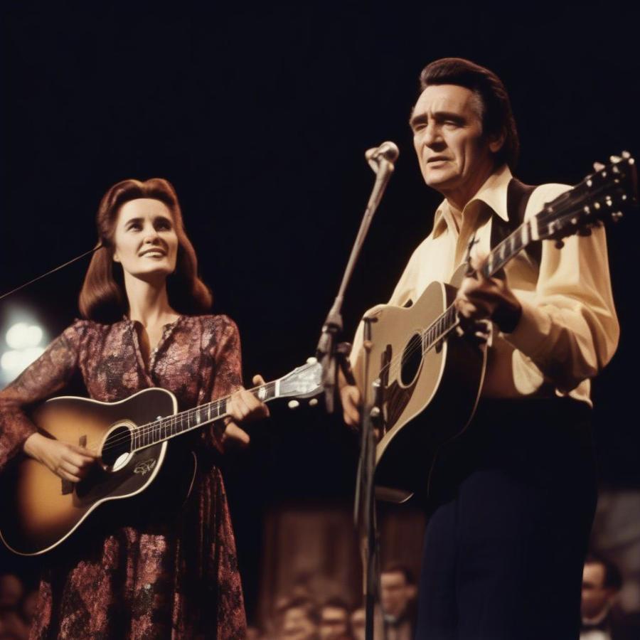 Johnny Cash and June Carter Cash on Stage