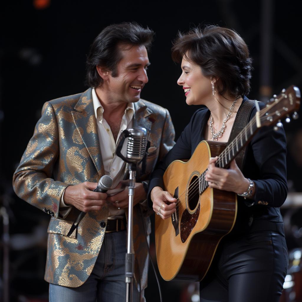 Johnny Cash and June Carter Cash Performing on Stage