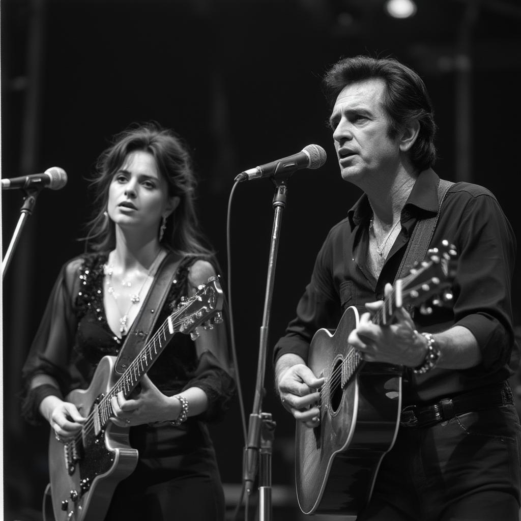 Johnny Cash and June Carter performing ring of fire