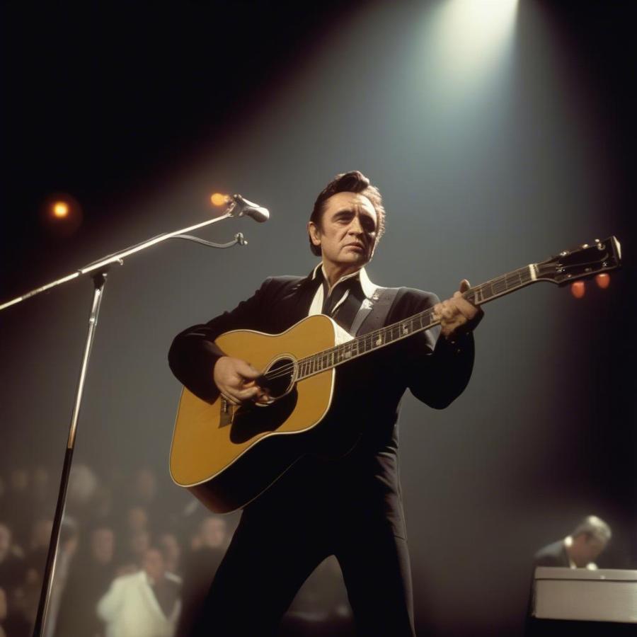 Johnny Cash Performing Live on Stage