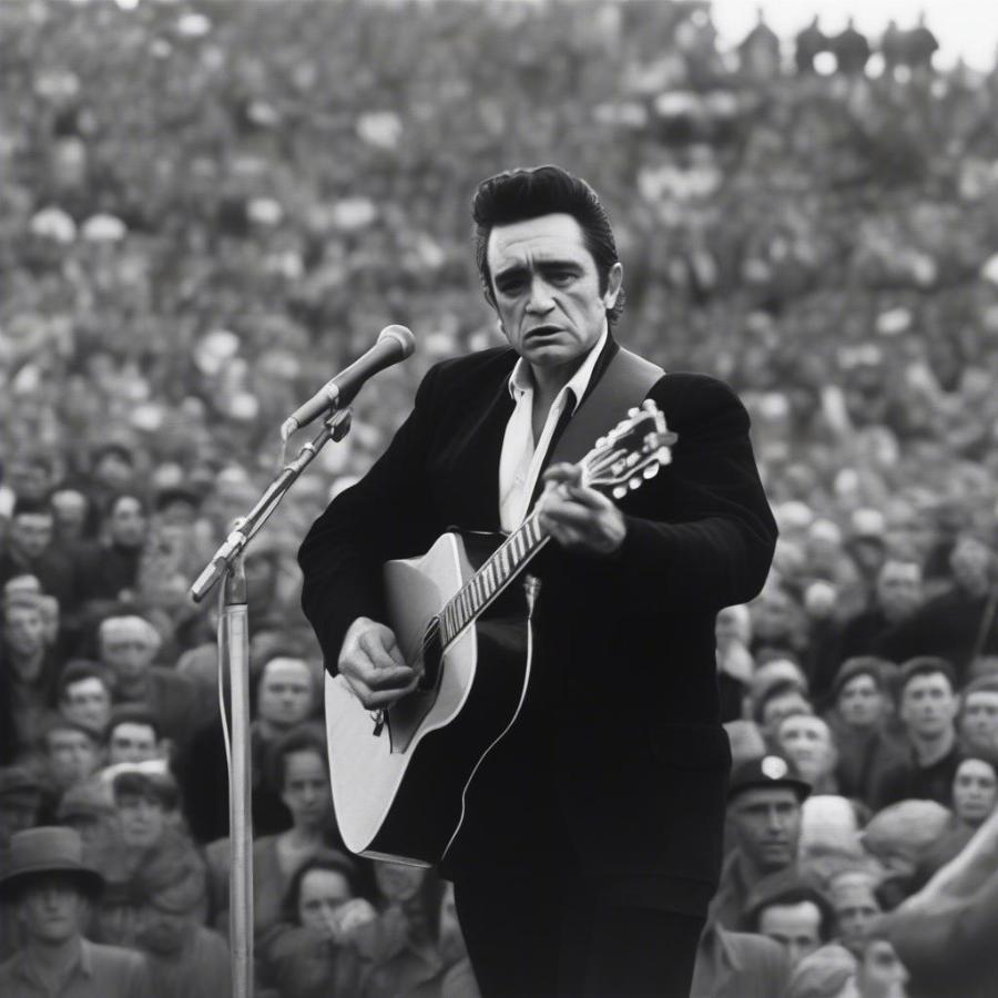 Johnny Cash performing at Folsom Prison