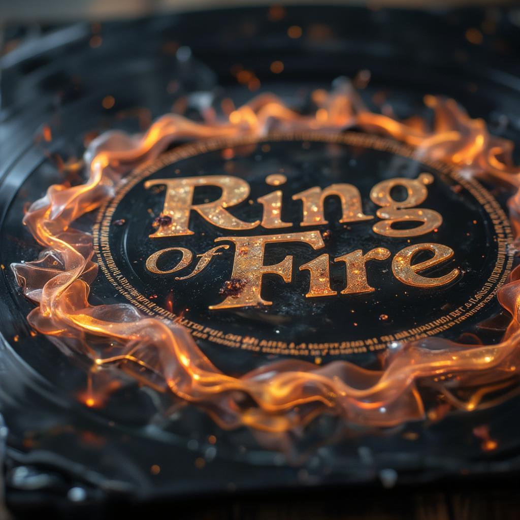 The iconic ring of fire album art by Johnny Cash