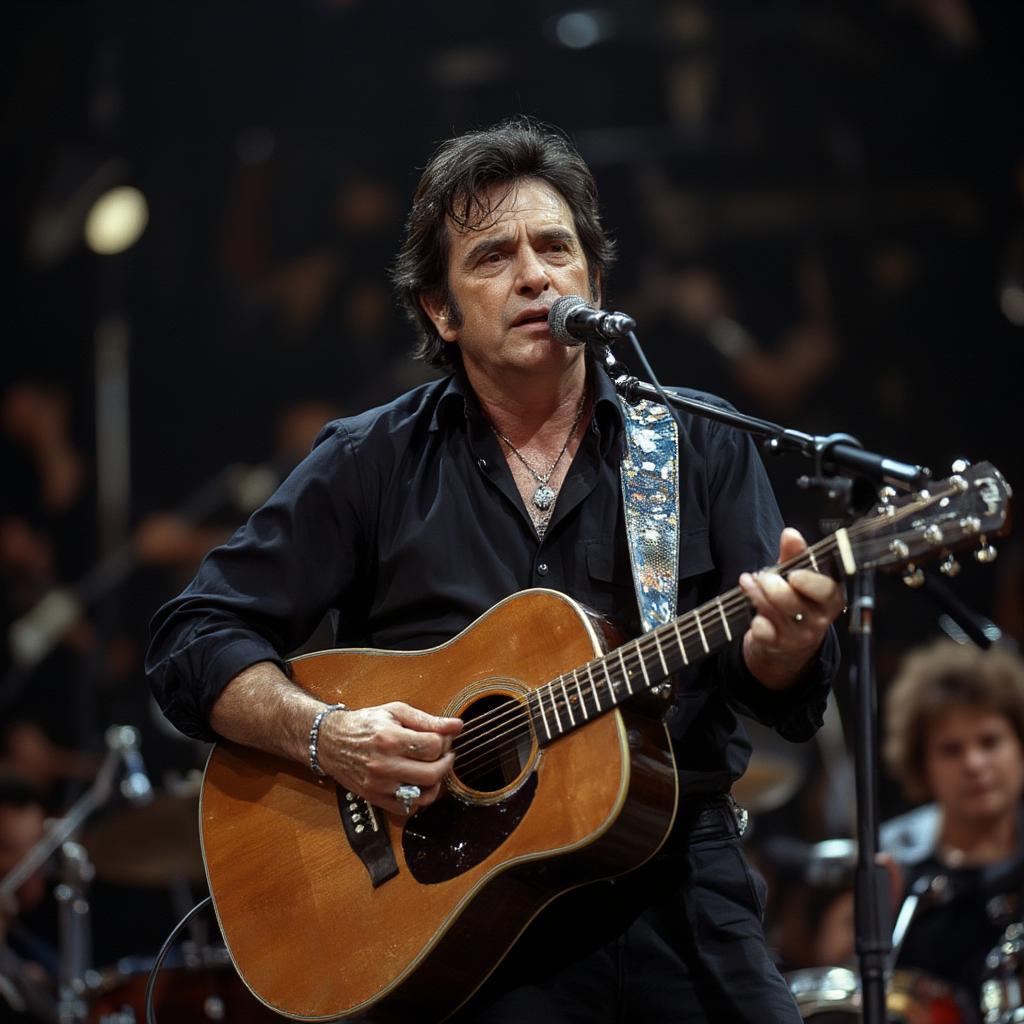 Johnny Cash performing ring of fire on stage