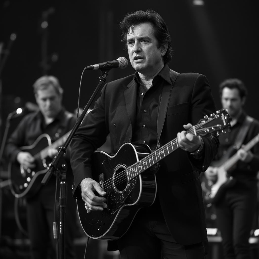 Johnny Cash performing Ring of Fire on stage