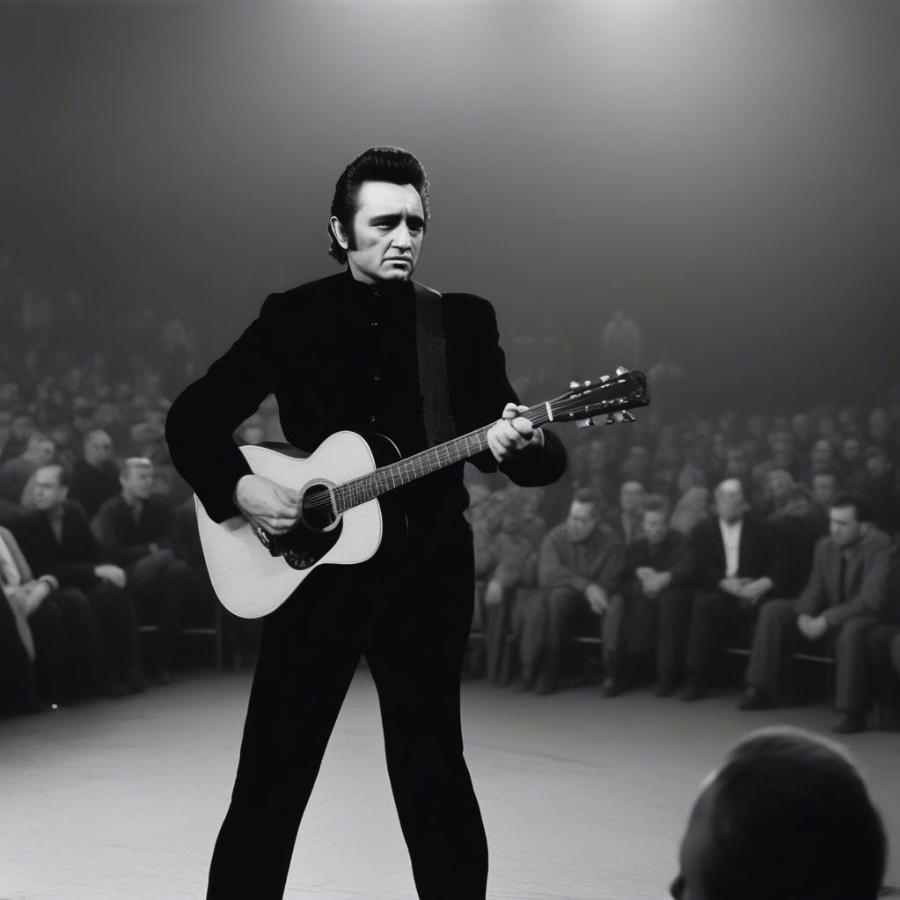 Johnny Cash performing at San Quentin Prison in 1968