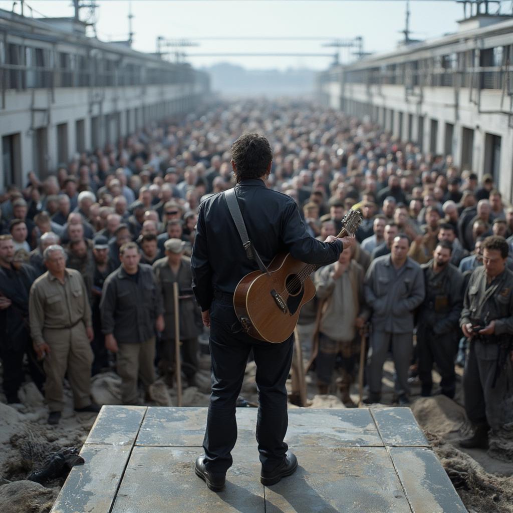 Johnny Cash San Quentin concert with crowd of prisoners