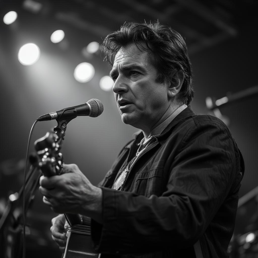 johnny cash performing live on stage in concert