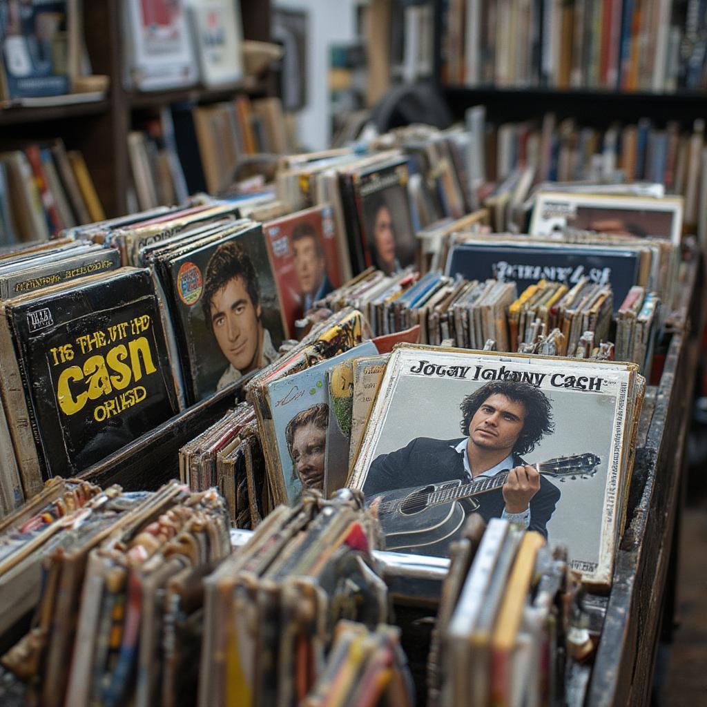 A diverse collection of Johnny Cash vinyl records