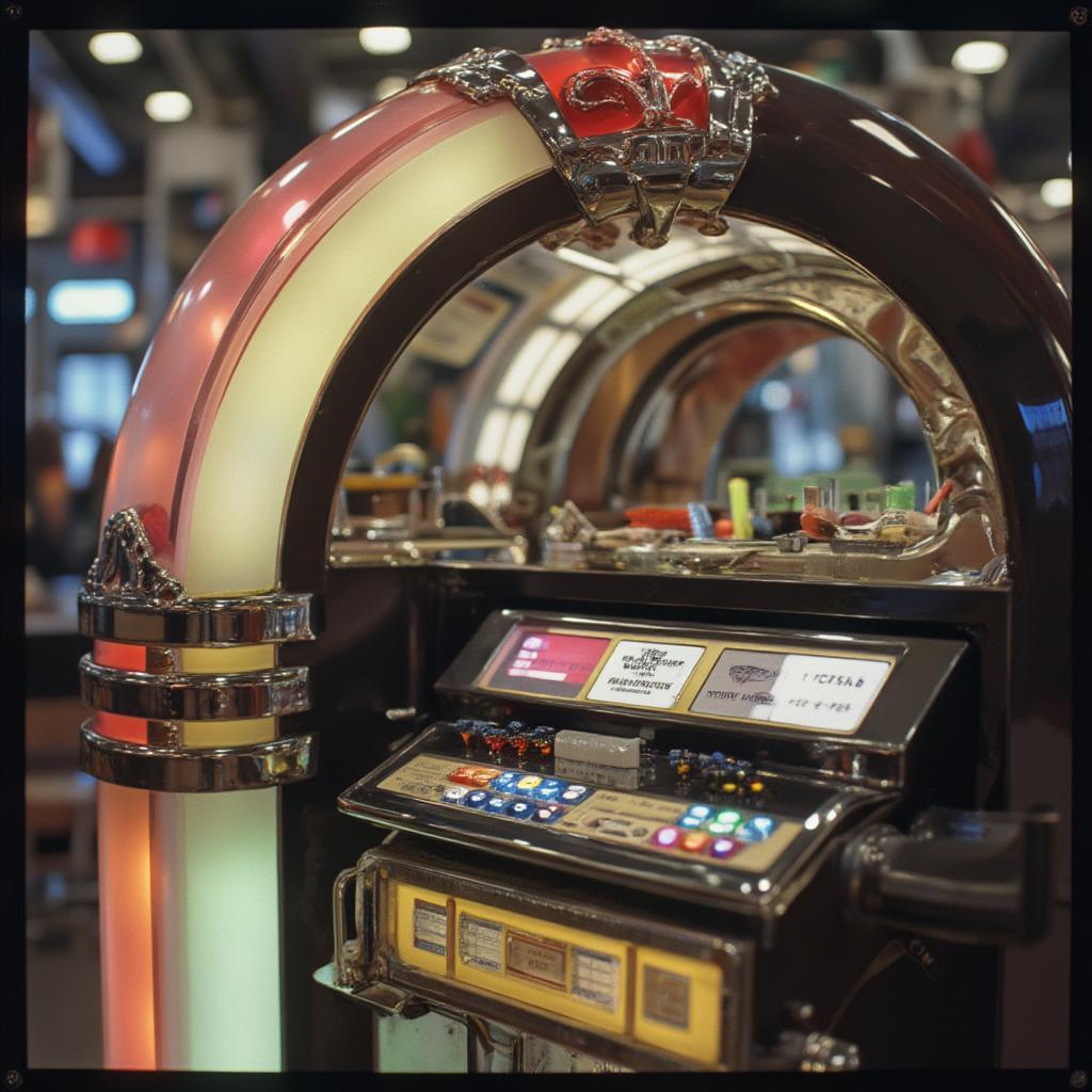 1950s jukebox with records