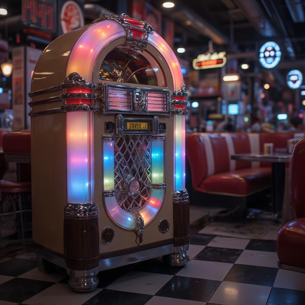 Classic Jukebox Playing Oldies in a Retro Diner