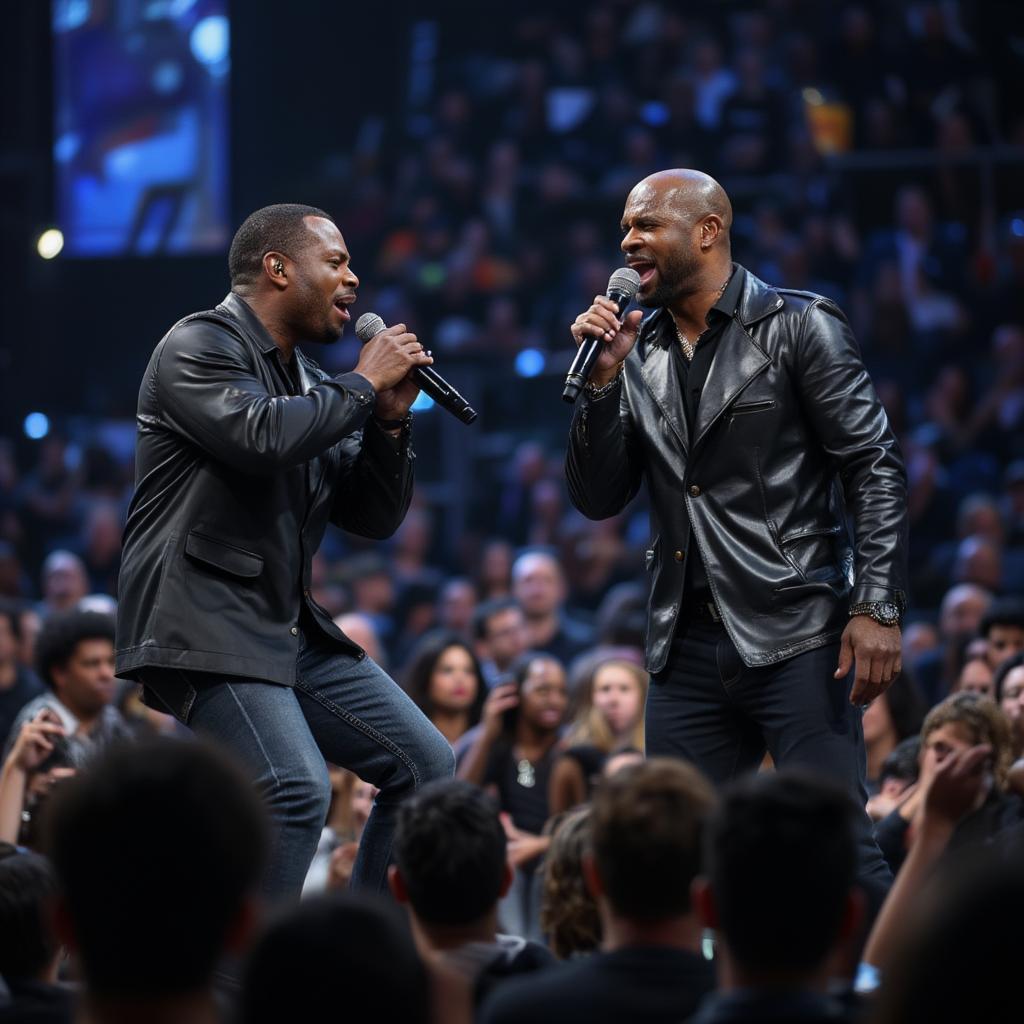 Kirk Franklin and Donnie McClurkin performing on stage