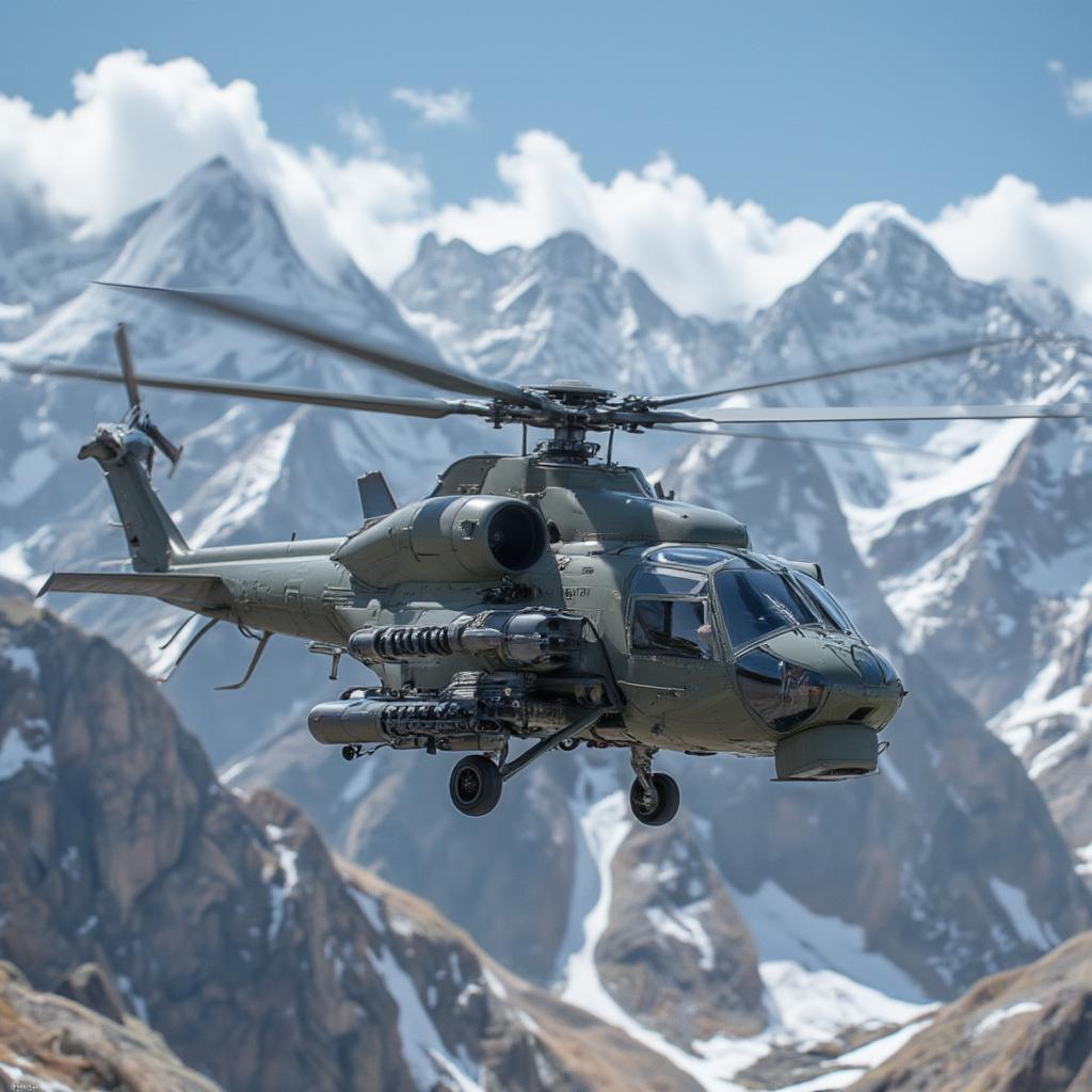 Indian Light Combat Helicopter Operating in High Altitude Terrain