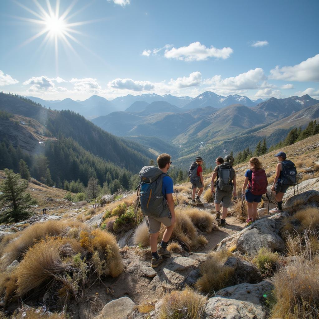 group-hiking-mountain-view