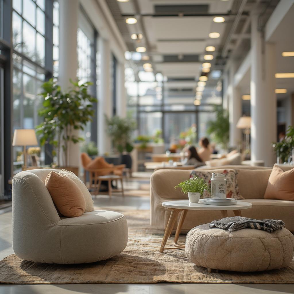 Comfortable Seating and Charging Stations in a Lifestyle Centre's Indoor Common Area