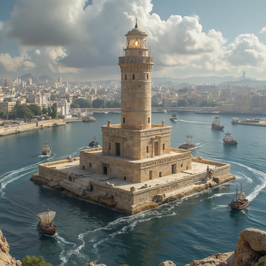 Ancient illustration of the Lighthouse of Alexandria