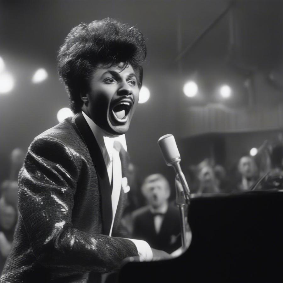 Little Richard Performing Energetically on Stage in the 1950s