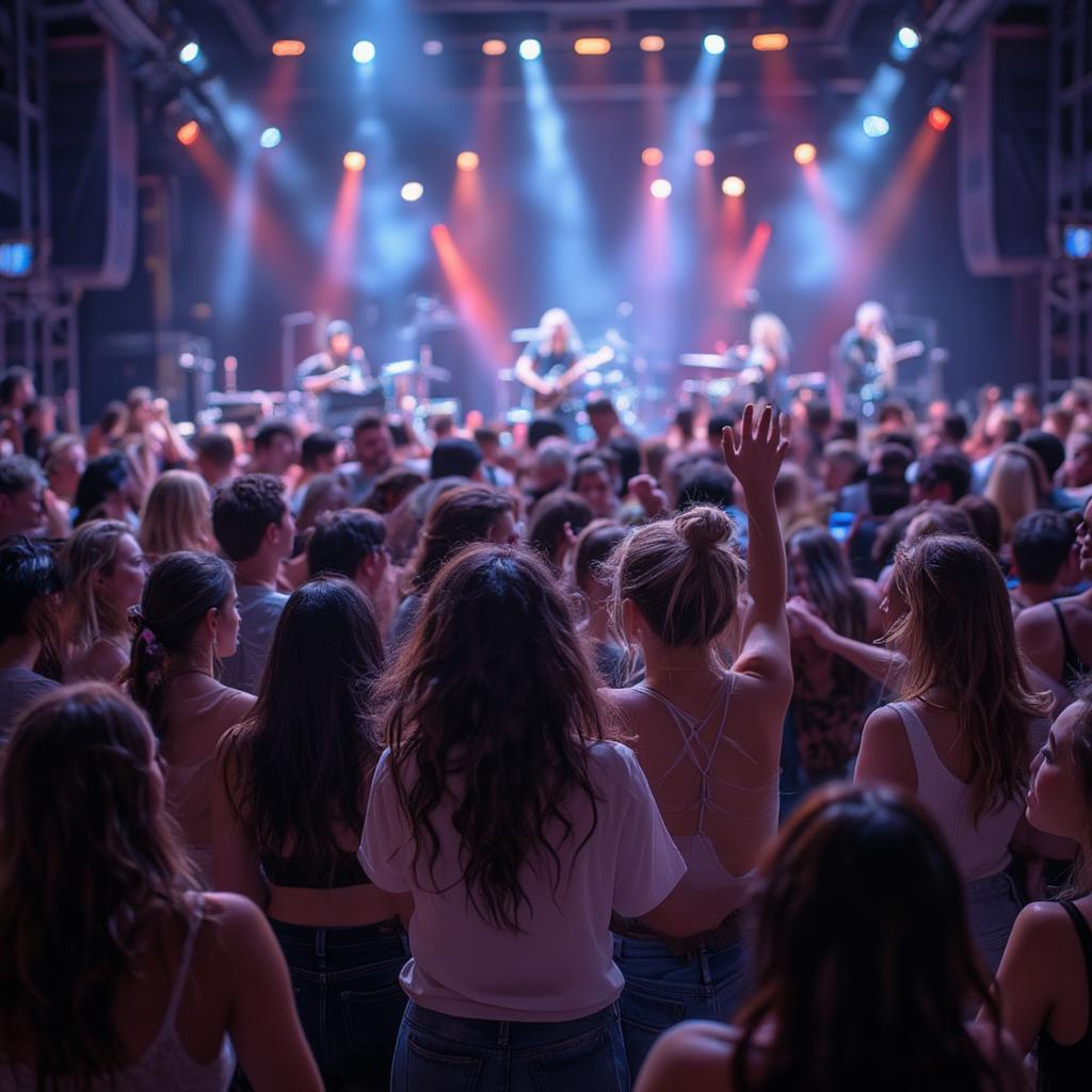 Energetic Crowd Dancing at a Live Music Venue