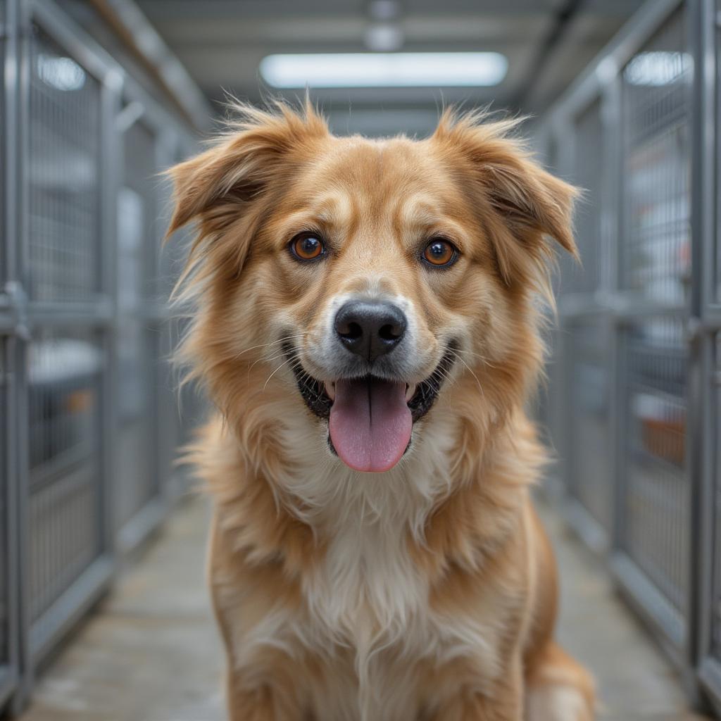 happy dog at adoption center