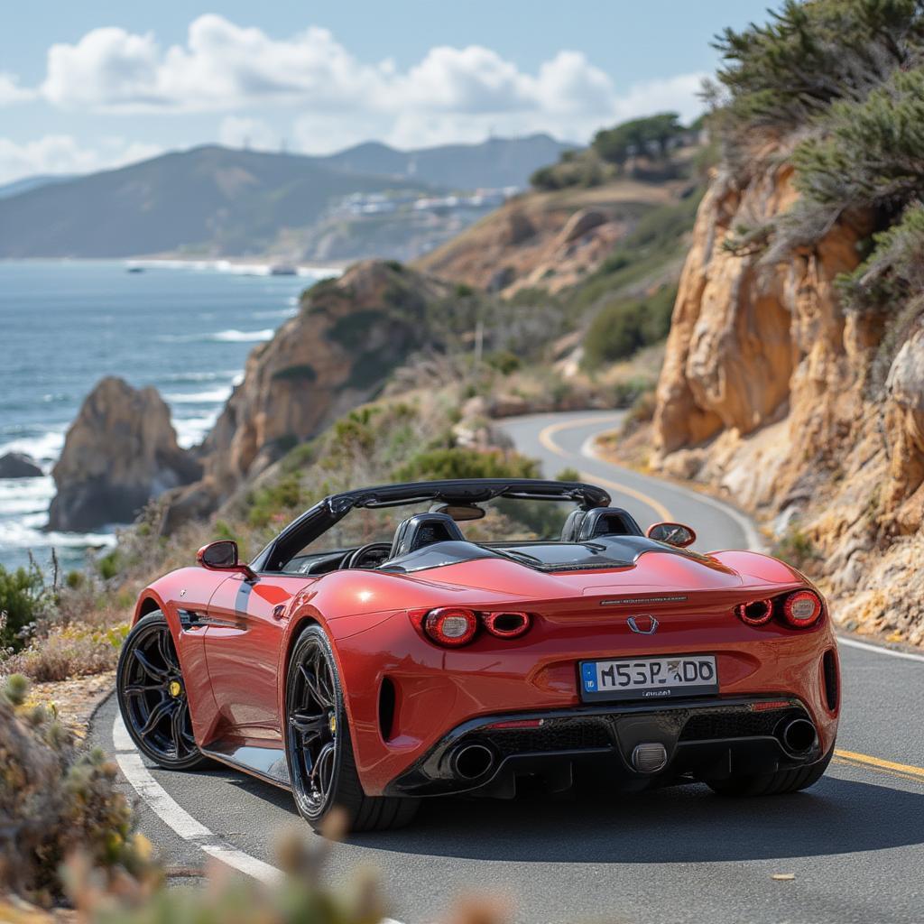 luxury convertible car algarve road view