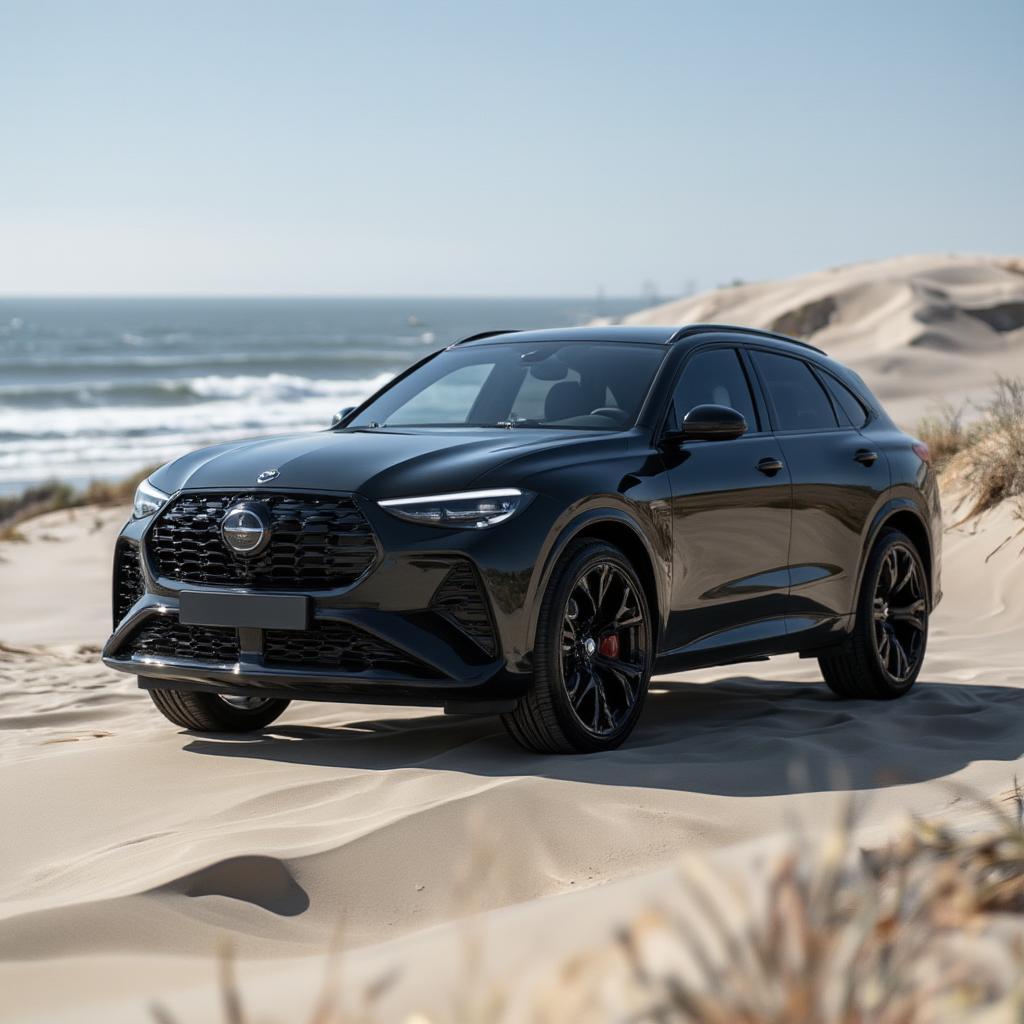 luxury suv car algarve beach sandy dunes