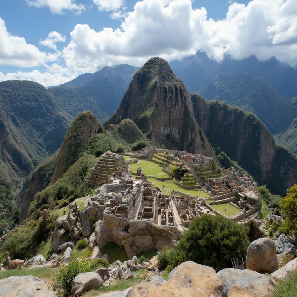 Machu Picchu's stunning mountain vista - an ancient wonder.